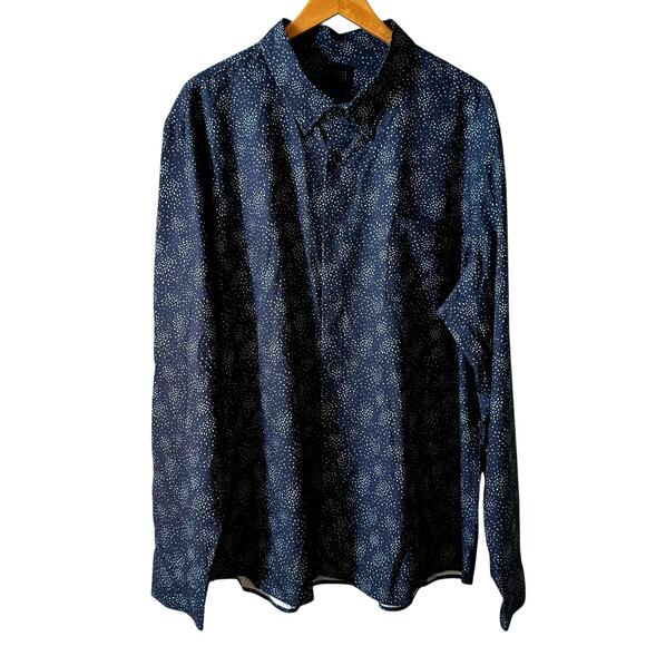 14th & Union New Men’s Geometric Print Long Sleeve Button Up Shirt Top Blue 2XL - Picture 2 of 8